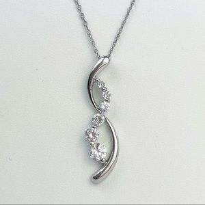 .925 Sterling Silver and Crystal Pendant Necklace